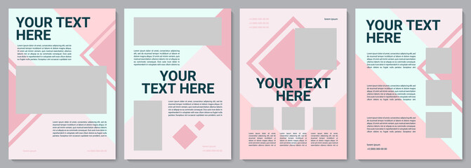 Pink feminine brochure template. Business blank. Flyer, booklet, leaflet print, cover design with copy space. Your text here. Vector layouts for magazines, annual reports, advertising posters