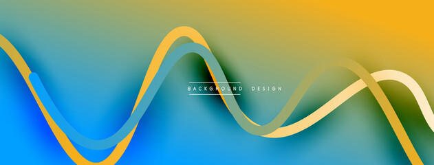 Abstract gradient background with wave line with shadow effect. Geometric composition. 3D shadow effects and fluid gradients