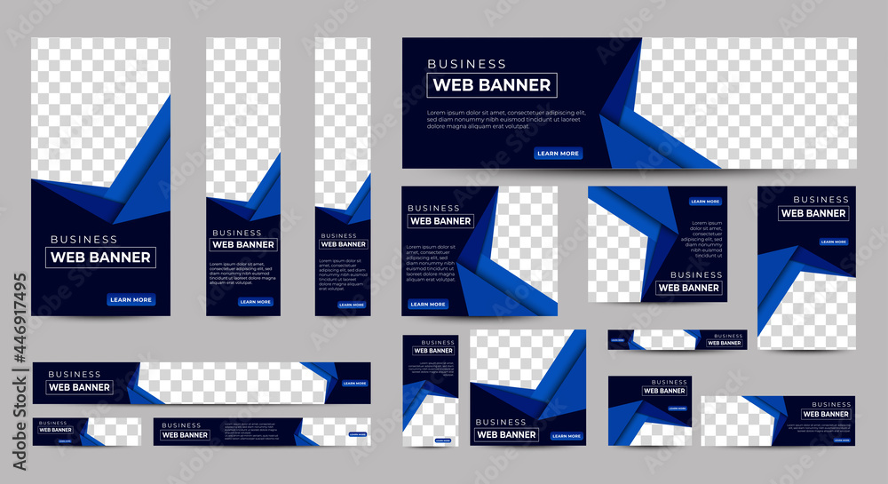 Canvas Prints gradient blue banner templates set with standard size for web. business banner with place for photos