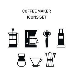 Coffee maker icons set for web or packaging. Ways to make coffee. 