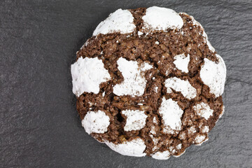 chewy chocolate crinkle cookie with confectioners sugar