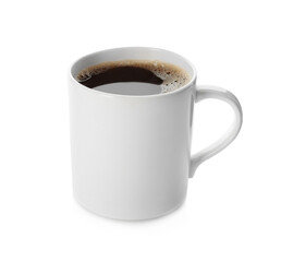 Aromatic coffee in cup isolated on white