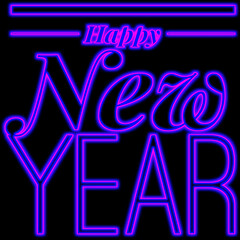 Happy New Year light effect text blue and pink black background illustration design art
