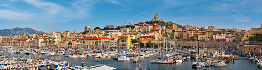 Fototapeta na wymiar Marseille Old Port with yachts. Marseille, France