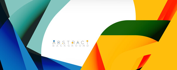 Geometric abstract background - multicolored abstract shapes on white. Vector Illustration For Wallpaper, Banner, Background, Landing Page