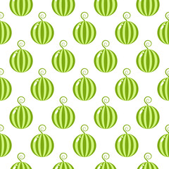 Seamless watermelon pattern. Green round fruit ornament.