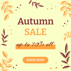 Autumn Sale Banner for Social Media Light Yellow Background Autumn Theme Autumn Leaves Autumn Vibes