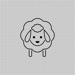 Sheep transparent icon. Vector drawing. Lamb linear outline illustration.