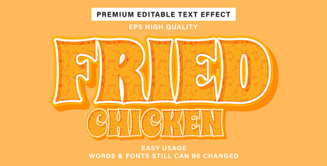 Fototapeta na wymiar Editable text effect fried chicken