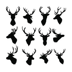 Naklejka premium set of deer silhouettes