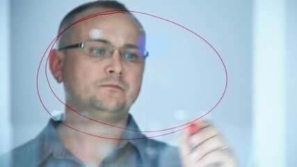 Businessman Drawing NFC Text On Glass Screen In Office. Business And  Mobile Payment  Concept. Close Up - Powered by Adobe