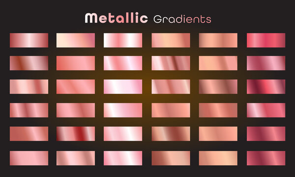 Premium gradients pink gold foil  background set. Vector pink gold, copper gradient template. Vector Illustration EPS10.