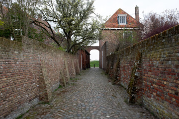 Fototapeta na wymiar Kraanstraat in Veere, Zeeland province, The Netherlands