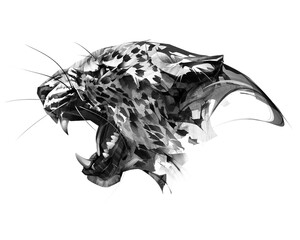 drawn portrait muzzle animal leopard on white background - 446925803