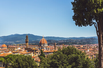 Fototapeta premium Amazing view of Florence city from the hill, Italy. Beautiful sunny day.