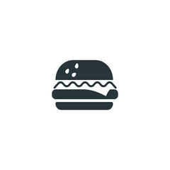 Tasty detailed burger, simple black icon on white