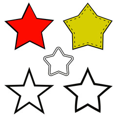 Stars set in vector. Simple five stars isolated.