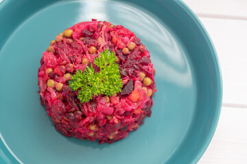 vegetable salad, vinaigrette, beetroot dish