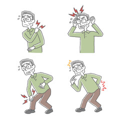 身体の様々な部分が痛い高齢男性