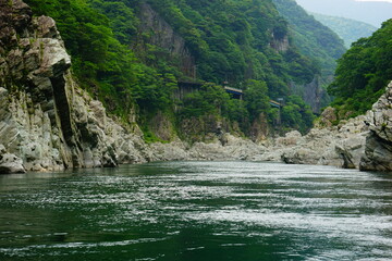 Yoshino River Flow and Oboke and Koboke Gorges in Tokushima, Japan - 日本 徳島県 吉野川 粗谷 大歩危 小歩危