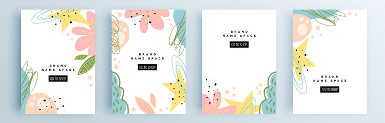 Modern abstract covers set, minimal covers design. Colorful geometric background, vector illustration.
