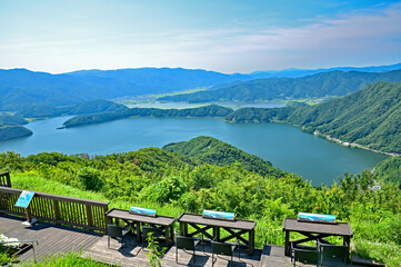 三方五湖　レインボーライン山頂公園テラスからの眺め　福井県三方上中郡若狭町