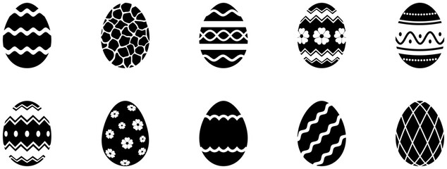 Osterei Kollektion auf einem weißen isolierten Hintergrund.
Jedes Ei als zusammengefügte Form. Farbe änderbar.