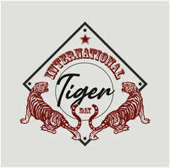 International Tiger Day greetings with tigers illustration. Tiger day design post. 
