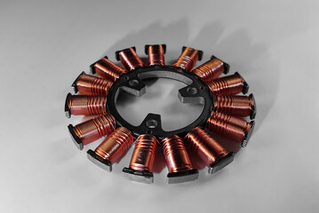 a close-up of the coils of an electric motor