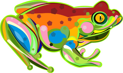 Rainbow frog isolated vector illustration on a white background