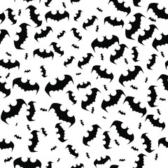 Bats seamless pattern in different sizes for Halloween