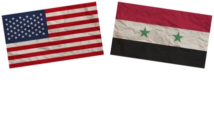 Syria and United States of America Flags Together &ndash; Paper Texture Effect &ndash; Illustration