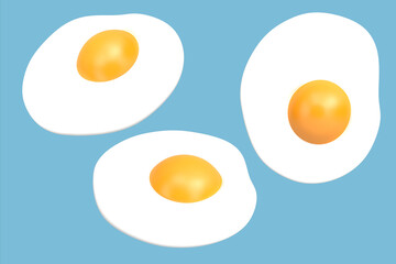 3d asset render illustration fried egg