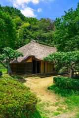 Fototapeta premium 旧永井家住宅、薬師池公園の古民家と梅林（東京都町田市）
