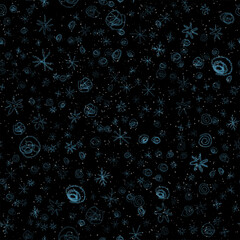 Hand Drawn white Snowflakes Christmas Seamless Pat
