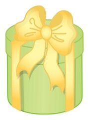 Pastel Green Gift Box Decorated with Yellow Bow