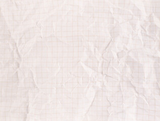 Crumpled white sectional paper sheet textured with empty space.