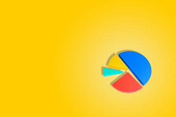 Round chart, schedule of work, from multi-colored segments on a yellow background.