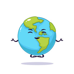 Kawaii cute earth meditation illustration design