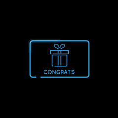 Congrats gift card glowing neon illustration