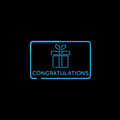 Congratulations gift card glowing neon illustration