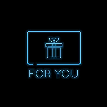 For you gift card glowing neon vector illustration