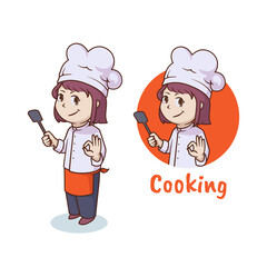 Cute woman chef, mascot logo design