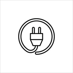 Plug-in, electrical vector icon Plug electric cable wire icon isolated on white background. sign symbol vector illustration