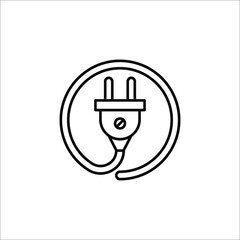 Plug-in, electrical vector icon Plug electric cable wire icon isolated on white background. sign symbol vector illustration
