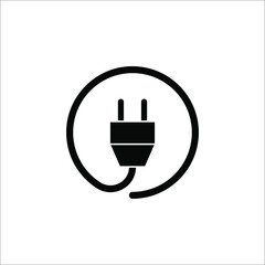 Plug-in, electrical vector icon Plug electric cable wire icon isolated on white background. sign symbol vector illustration