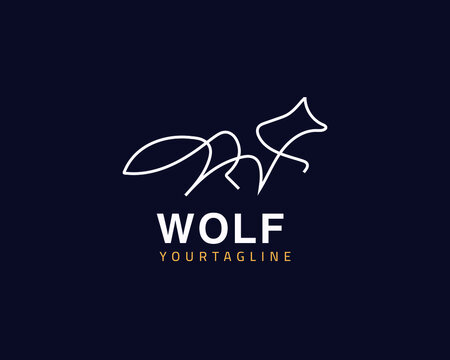 Cool one line wolf logo design and unique animal concept, can be used as a sign, app Icon or symbol, multi-layer vector and easy to modify, size and color, compatible with all illustrator versions
