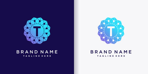 Creative business logo design technology initial letter t with modern concept - obrazy, fototapety, plakaty