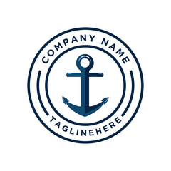 Vintage Badge Anchor logo design