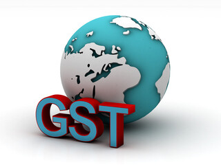 3d word GST with earth. concept